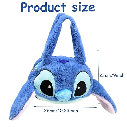 Stitch Plush Shoulder Bag with Large Capacity