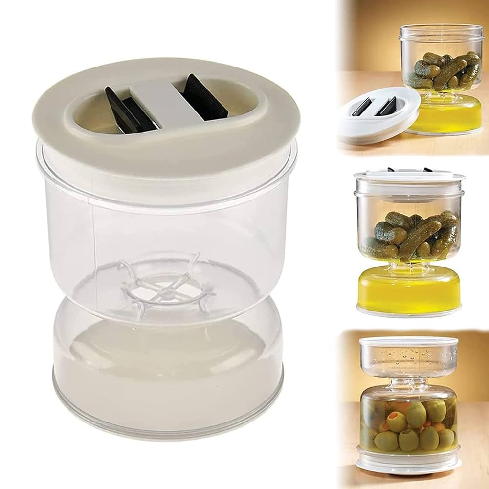 Home-X Pickle and Olives Hourglass Jar, Juice Separator, Pickle and Olive Container