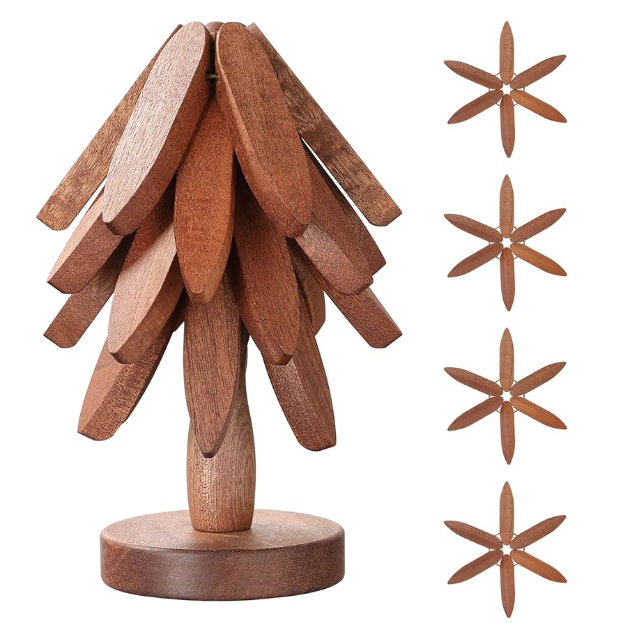 Wooden Trivets for Hot Dishes, Tree Shape