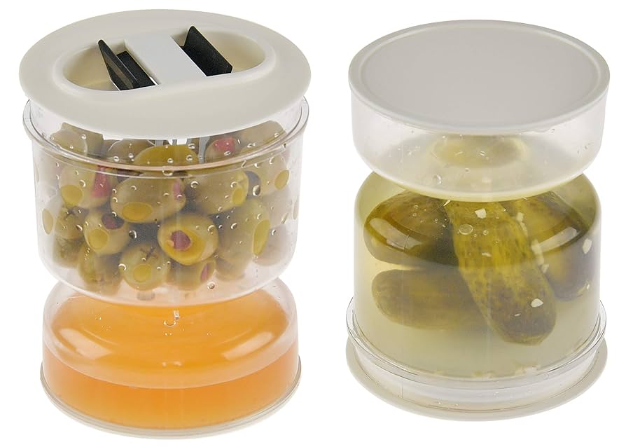 Home-X Pickle and Olives Hourglass Jar, Juice Separator, Pickle and Olive Container