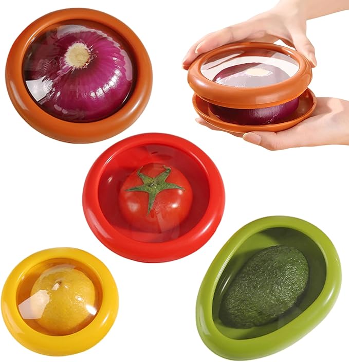 Silicone Fruit Storage Box,Set of 4 Reusable Storage Containers
