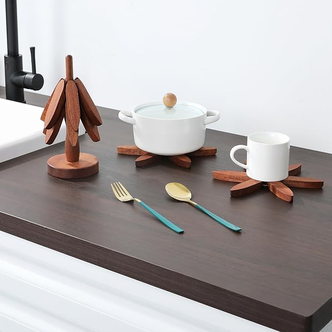 Wooden Trivets for Hot Dishes, Tree Shape