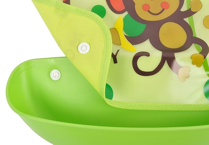 Monkey Easy Clean Bib with Crumb Collector