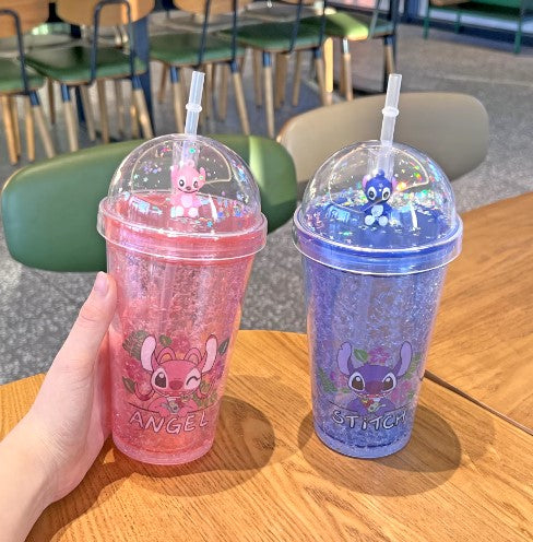 Stitch / Angel Cup with Straw