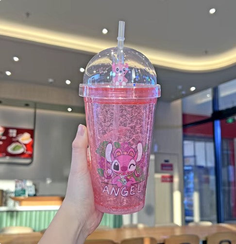 Stitch / Angel Cup with Straw