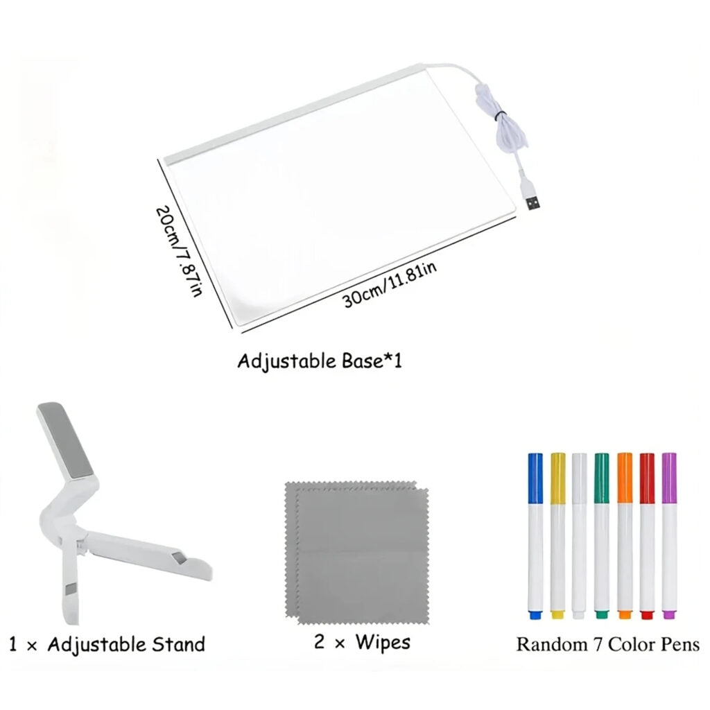 LED Rewritable Acrylic Message Board – 30x20cm Luminous Writing Tablet for Kids & Home