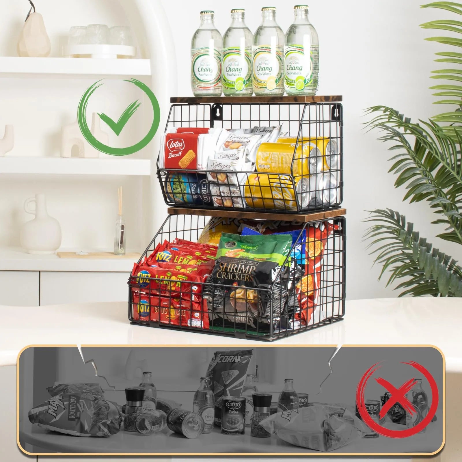 Stackable Fruit & Veggie Basket – Rust-Resistant Metal Organizer for Kitchen & Pantry