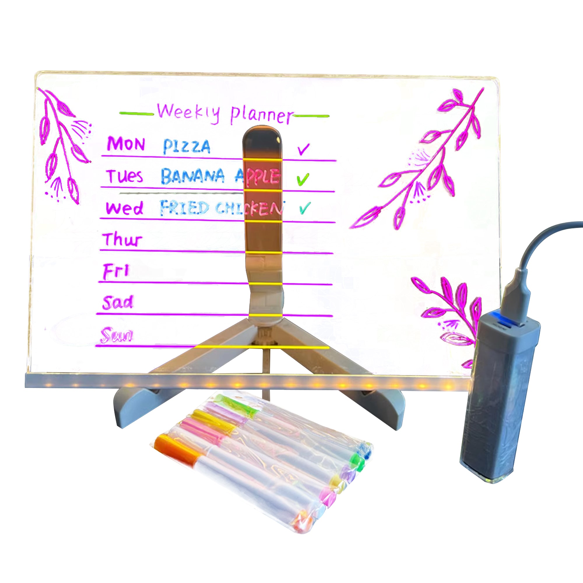 LED Rewritable Acrylic Message Board – 30x20cm Luminous Writing Tablet for Kids & Home