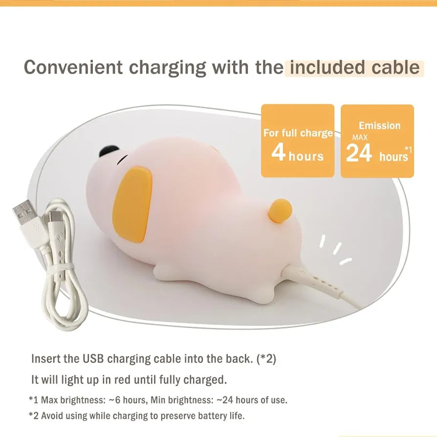 SnuggleLite™ – Cute Animal Silicone Night Light (Rechargeable with Timer Function)