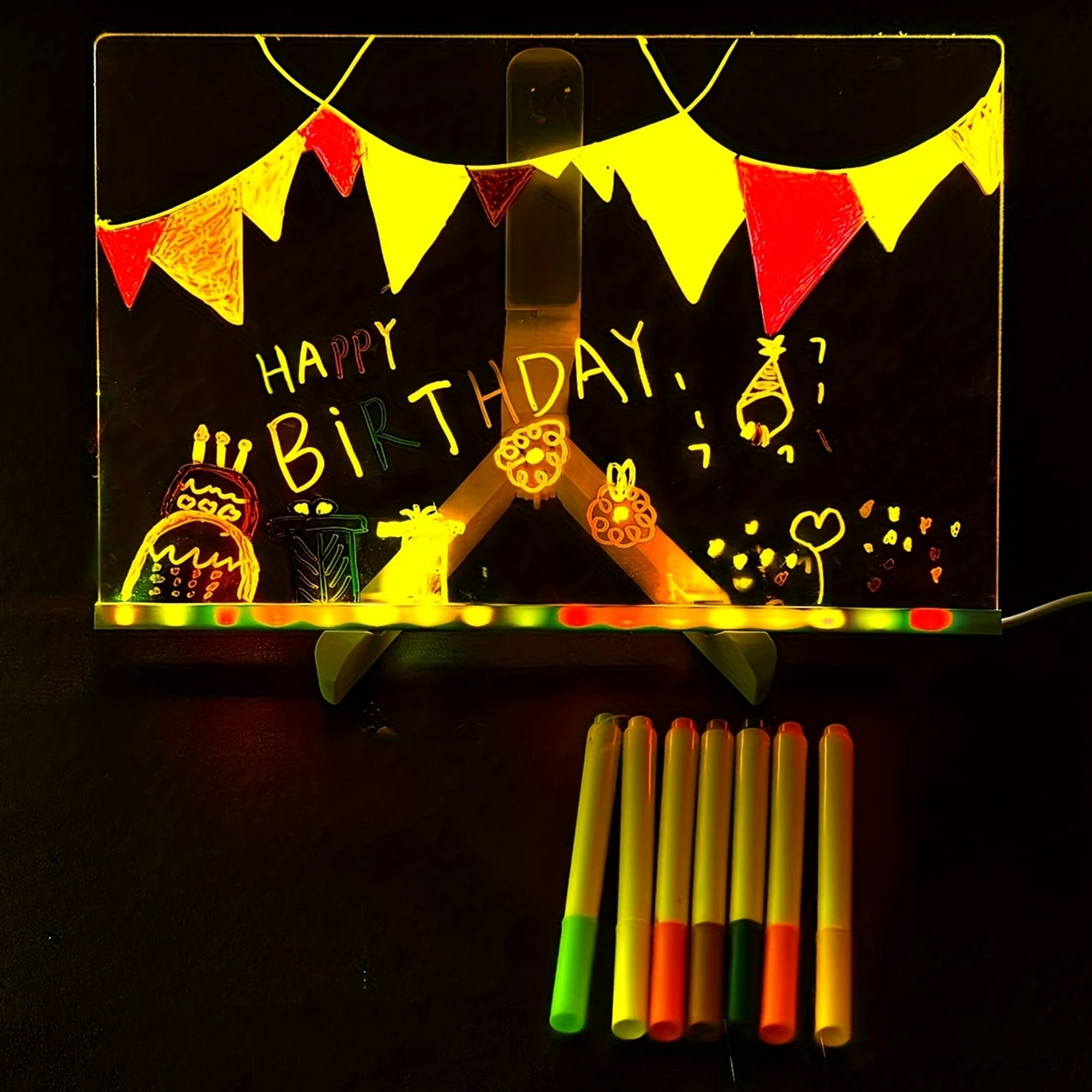 LED Rewritable Acrylic Message Board – 30x20cm Luminous Writing Tablet for Kids & Home