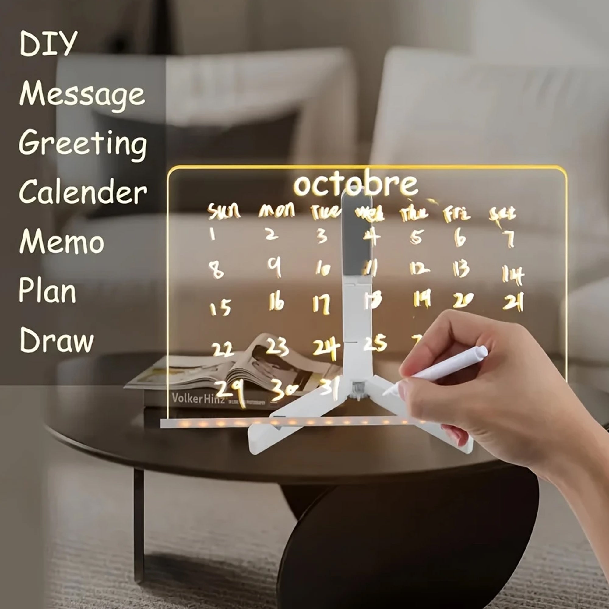 LED Rewritable Acrylic Message Board – 30x20cm Luminous Writing Tablet for Kids & Home