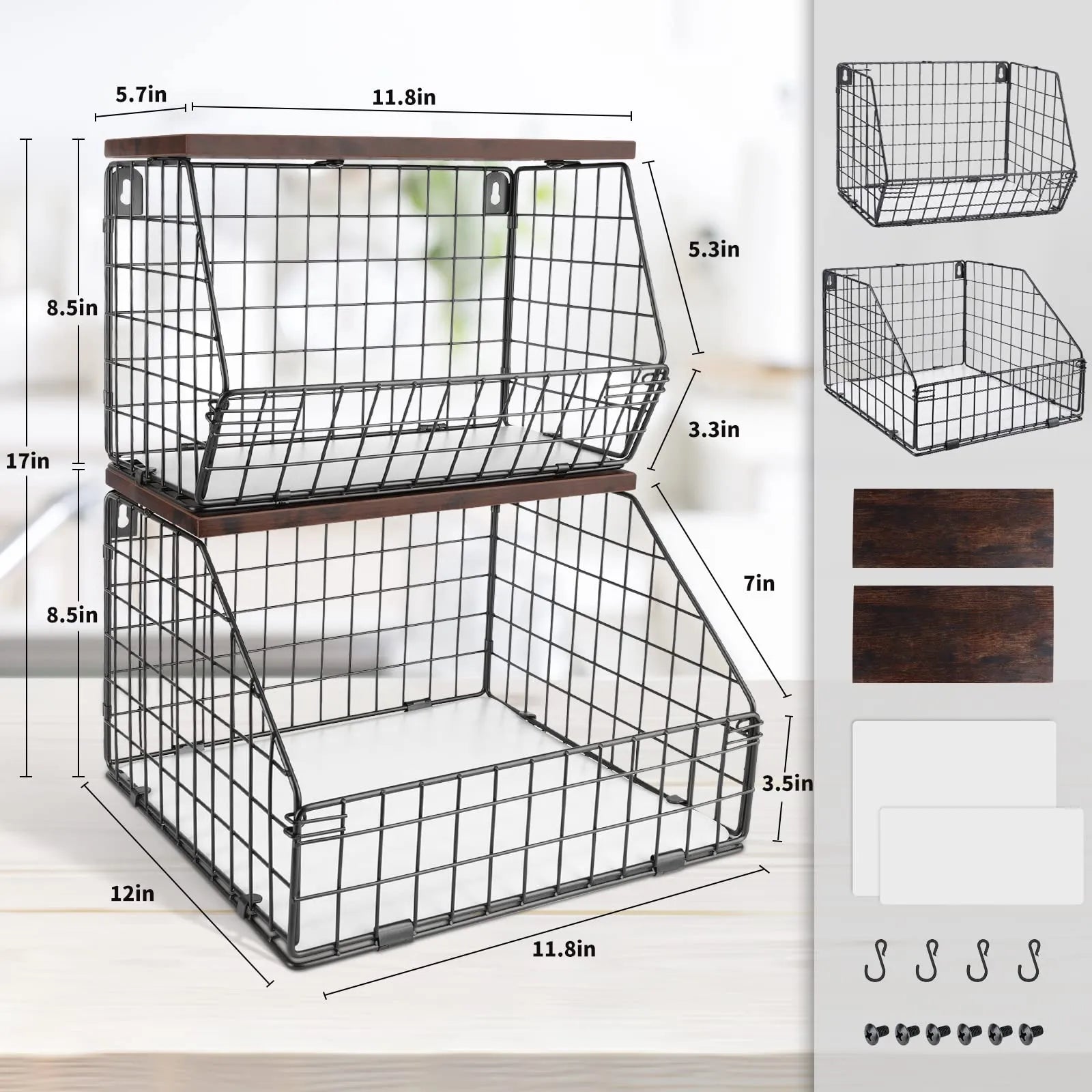 Stackable Fruit & Veggie Basket – Rust-Resistant Metal Organizer for Kitchen & Pantry