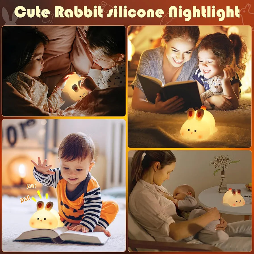 BunnyGlow™ – Squishy Silicone Bunny Night Light (USB Rechargeable & Dimmable)