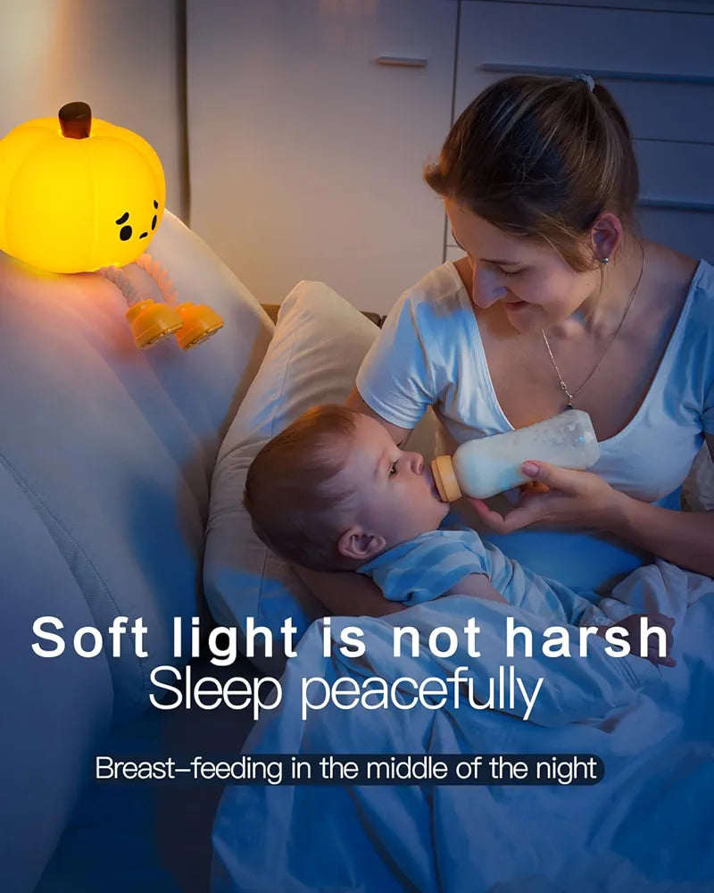 PumpkiGlow™ – Soft Silicone Pumpkin Night Light for Kids & Nurseries (USB Rechargeable)