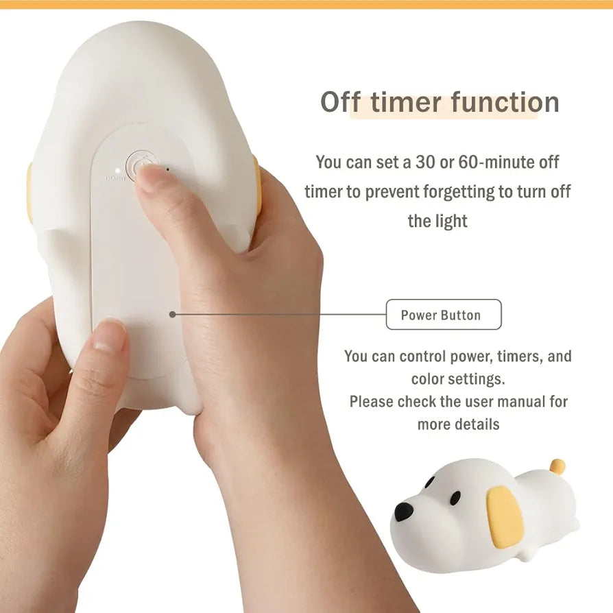 SnuggleLite™ – Cute Animal Silicone Night Light (Rechargeable with Timer Function)
