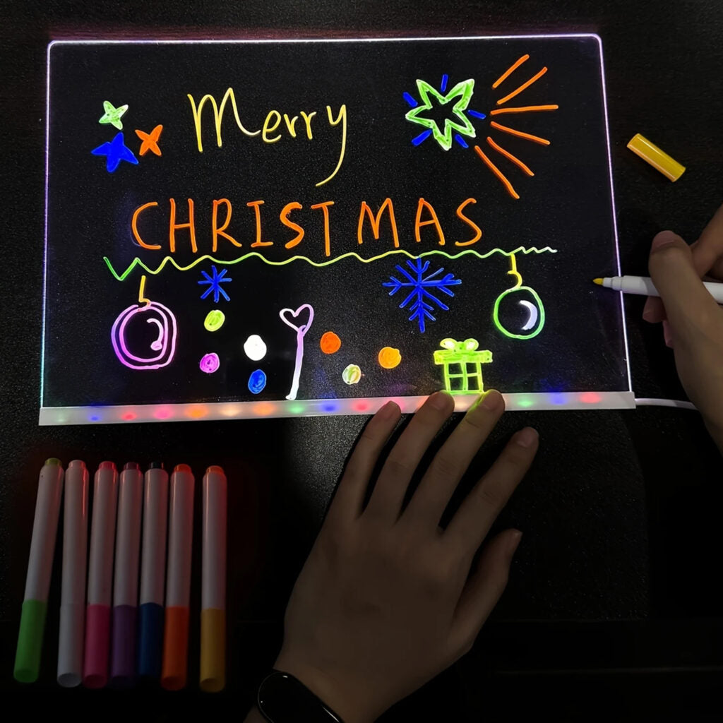 LED Rewritable Acrylic Message Board – 30x20cm Luminous Writing Tablet for Kids & Home
