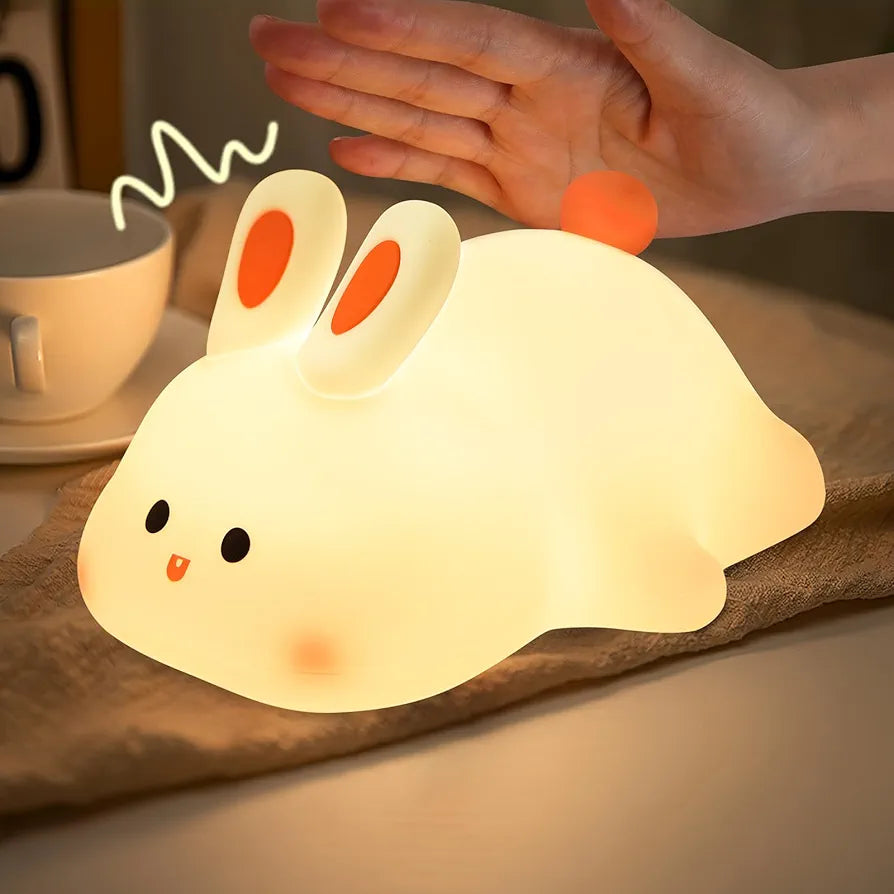 BunnyGlow™ – Squishy Silicone Bunny Night Light (USB Rechargeable & Dimmable)